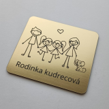 Ajtó névtábla szülők és ikerlányok kutyussal