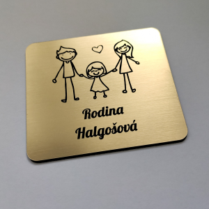 Ajtó névtábla szülők és kislány